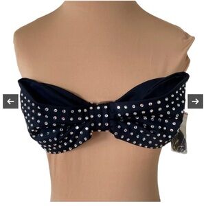 Kate Spade Georgica Beach Jewels Black Swimsuit Bikini Bandeau Top NWT Small